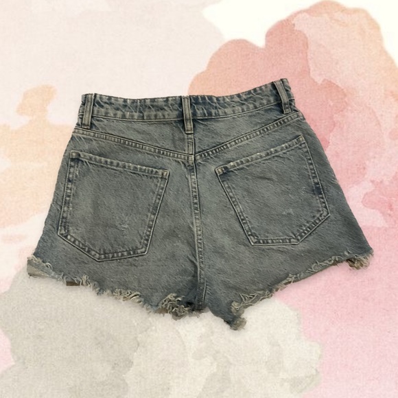 Zara Size 4 Jean Shorts Button Fly Distressed High Rise - Picture 2 of 2